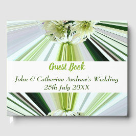Libro De Visitas Boda de rayas blancas verdes florales