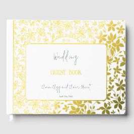 Libro De Visitas Boda de Relieve metalizado de flores pequeñas