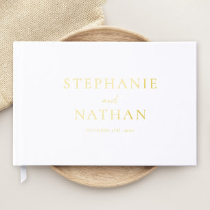 Libro De Visitas Boda de Relieve metalizado dorado Minimalista blan