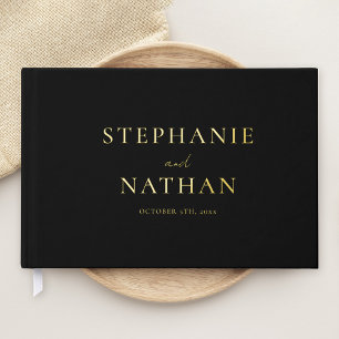 Libro De Visitas Boda de Relieve metalizado dorado Minimalista negr