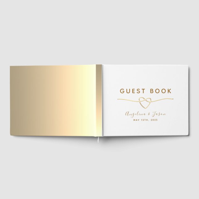 Libro De Visitas Boda de Relieve metalizado dorado simple y elegant (Lleno)