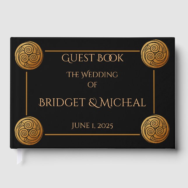 Libro De Visitas Boda de remolino de nudo celta triple (Anverso)