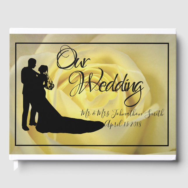 Libro De Visitas Boda de rosa amarillo (Anverso)