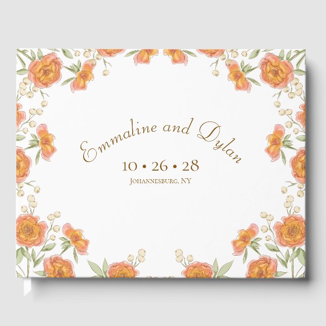 Libro De Visitas Boda de Rosa Naranja (Anverso)