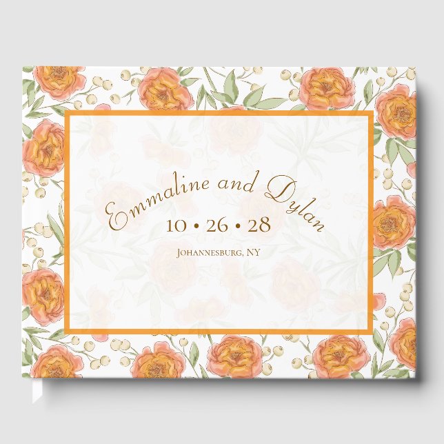 Libro De Visitas Boda de Rosa Naranja (Anverso)