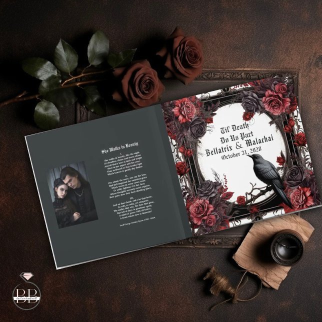 Libro De Visitas Boda de rosa palo gótico cuervo (Subido por el creador)