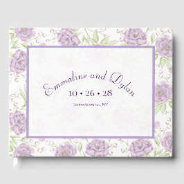 Libro De Visitas Boda de Rosa Púrpura Lavanda