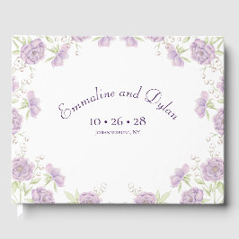 Libro De Visitas Boda de Rosa Púrpura Lavanda