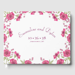 Libro De Visitas Boda de Rosa Rosa Brillante