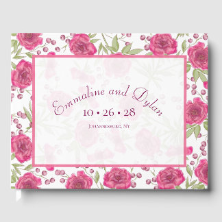 Libro De Visitas Boda de Rosa Rosa Brillante