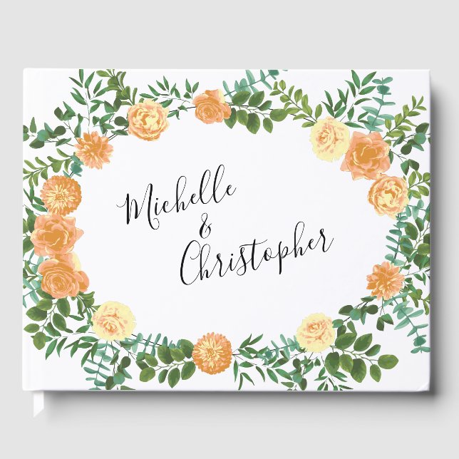 Libro De Visitas Boda de Rosa Vintage Peach (Anverso)