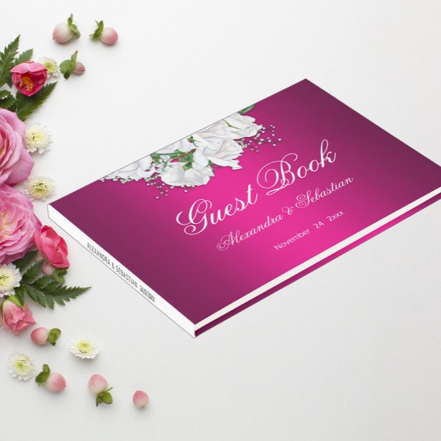 Libro De Visitas Boda de rosas blancas y rosas fucsia (Subido por el creador)