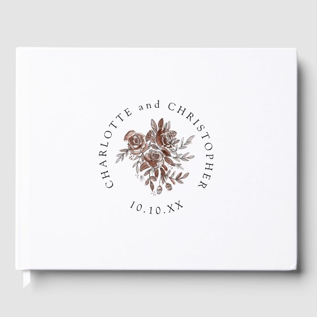 Libro De Visitas boda de rosas de acuarela rosa (Anverso)