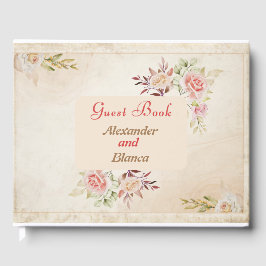 Libro De Visitas Boda de Rosas de color rosa claro