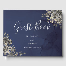 Libro De Visitas Boda de Rosas florales góticos de medianoche