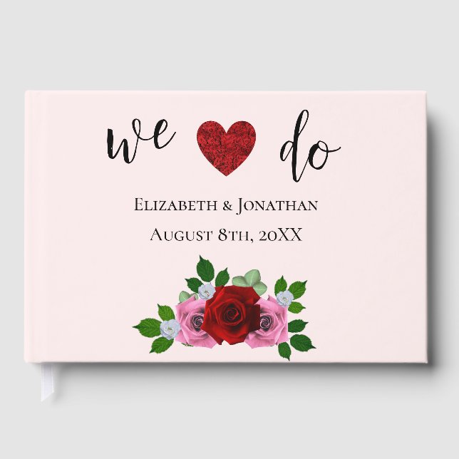 Libro De Visitas Boda de rosas rojas y rosas (Anverso)