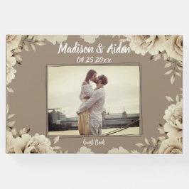 Libro De Visitas Boda de Rosas románticos de raza blanca