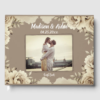 Libro De Visitas Boda de Rosas románticos de raza blanca