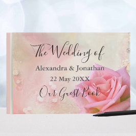 Libro De Visitas Boda de rosas rosadas perfecto