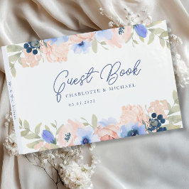 Libro De Visitas Boda de Rubor azul de Peach