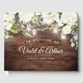 Libro De Visitas Boda de Rustic Floral String Lights