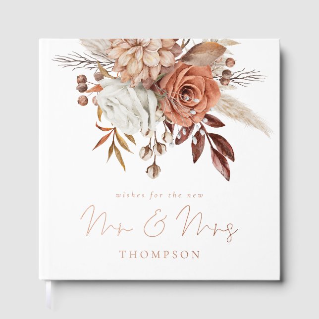 Libro De Visitas Boda de Rustic Terracotta Florals (Anverso)