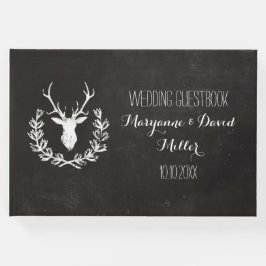 Libro De Visitas Boda de Rustic Wreath Deer Chalkboard