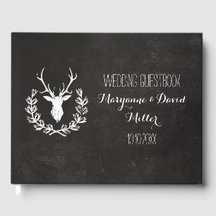 Libro De Visitas Boda de Rustic Wreath Deer Chalkboard
