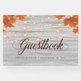 Libro De Visitas Boda De Rústica Caída De Madera En El Amor