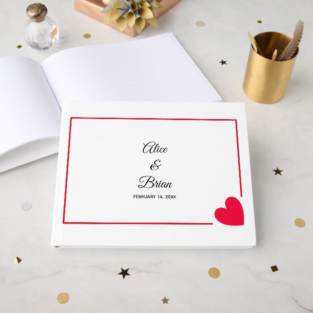 Libro De Visitas Boda de San Valentín Moderna Mínima (Anverso Abierto)