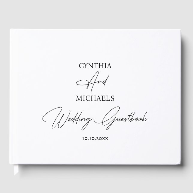 Libro De Visitas Boda de script manuscrito simple (Anverso)