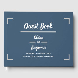 Libro De Visitas Boda de script manuscrito simple azul