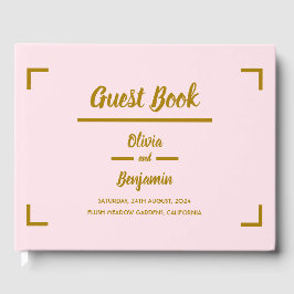 Libro De Visitas Boda de script manuscrito simple rosa