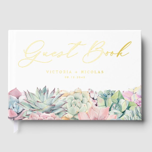 Libro De Visitas Boda de suculentos de paquetería (Anverso)
