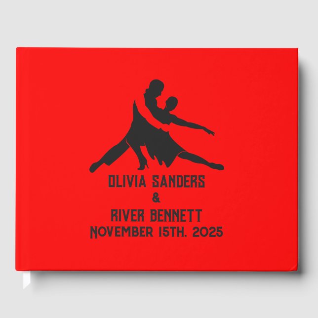 Libro De Visitas Boda de Tango Caliente Rojo (Anverso)