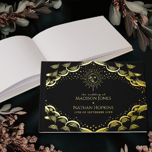 Libro De Visitas Boda de tarjetas Gold Sun y Moon Tarot