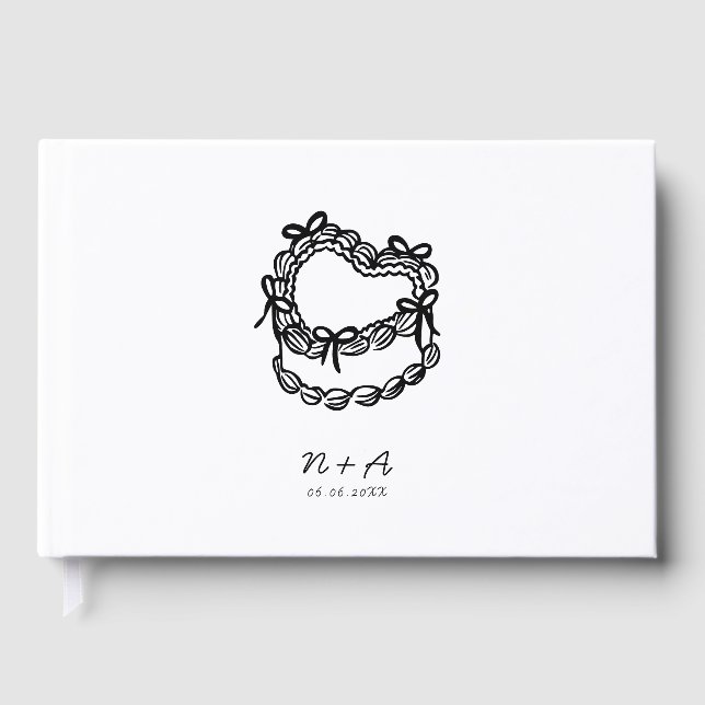 Libro De Visitas Boda de tarta caprichosa a mano (Anverso)