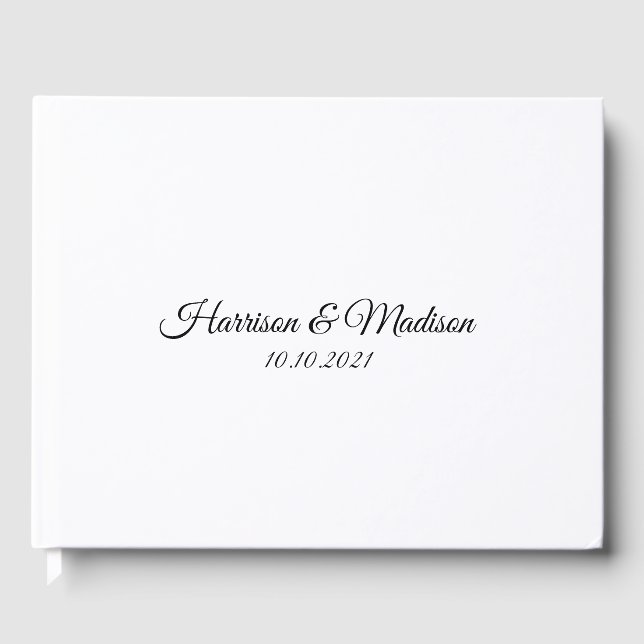 Libro De Visitas Boda de texto elegante clásico personalizar (Anverso)