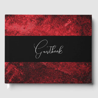 Libro De Visitas Boda de textura de piedra roja profunda