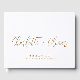 Libro De Visitas Boda de tipografía de oro personalizada minimalist