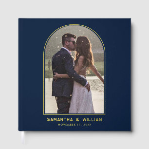 Libro De Visitas Boda de tipografía fotográfica elegante arca
