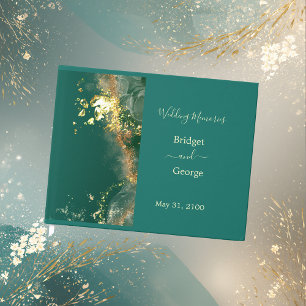 Libro De Visitas Boda de tonos de joyas de oro verde esmeralda