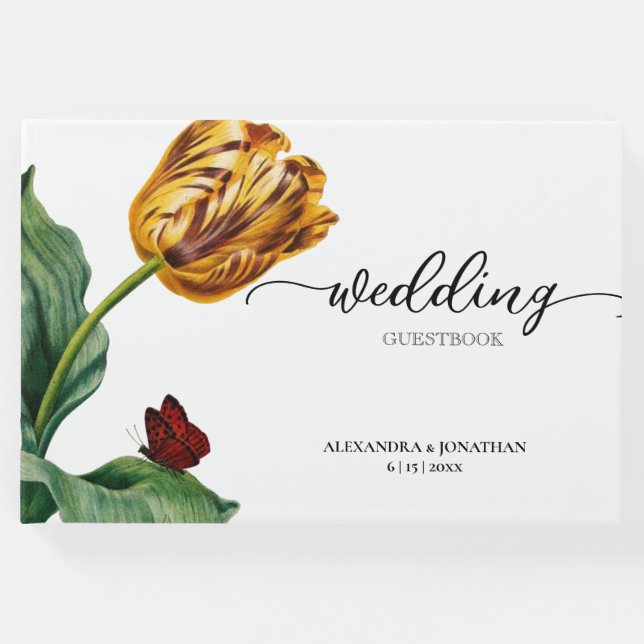 Libro De Visitas Boda de Tulipán Botánico Mínimo Moderno (Anverso)