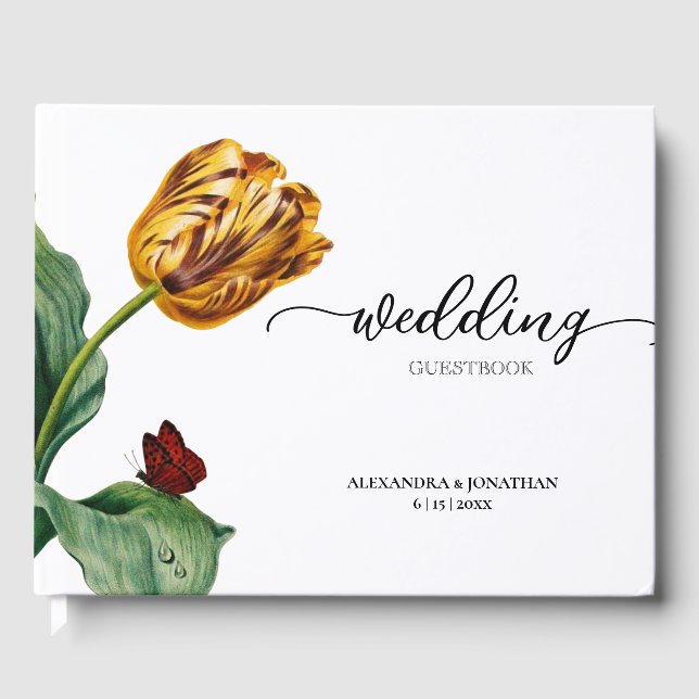 Libro De Visitas Boda de Tulipán Botánico Mínimo Moderno (Anverso)