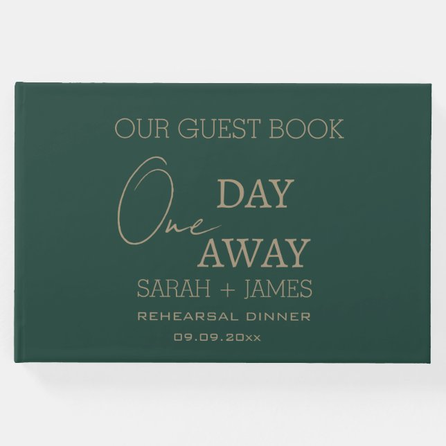 Libro De Visitas Boda de un día del verde esmeralda moderno (Anverso)