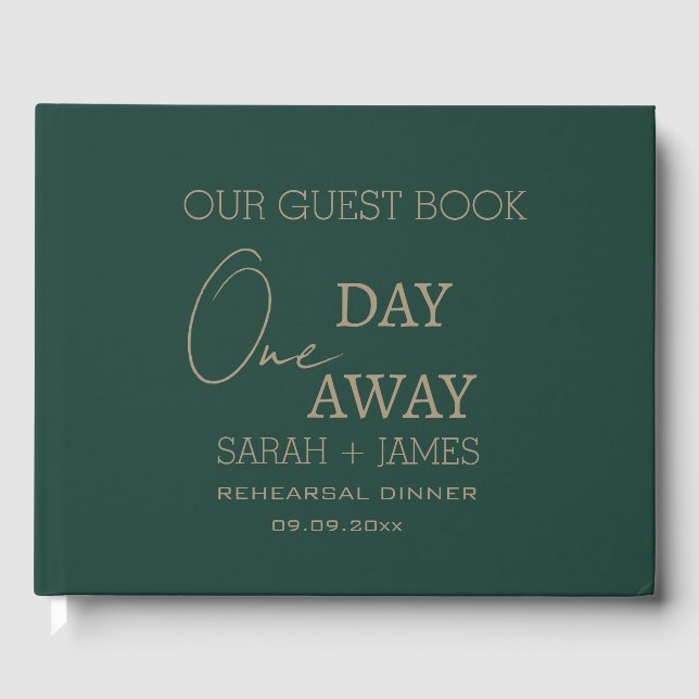 Libro De Visitas Boda de un día del verde esmeralda moderno (Anverso)