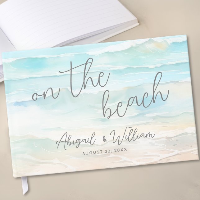 Libro De Visitas Boda de verano en la playa con acuarela (Watercolor Summer On The Beach Wedding Guest Book)