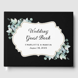 Libro De Visitas Boda de verde eucalipto negro