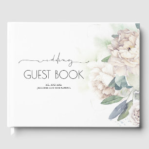 Libro De Visitas Boda de Verdor de Flores Blancas Vintage