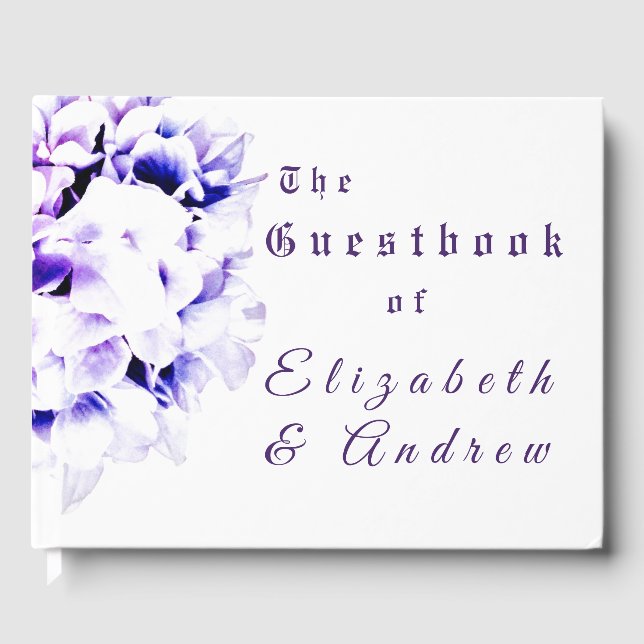 Libro De Visitas Boda de violetas elegantes (Anverso)